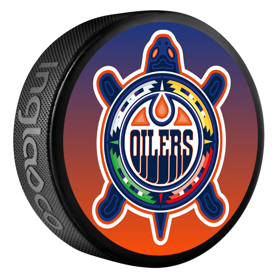 Edmonton Oilers Turtle Island Logo Puck