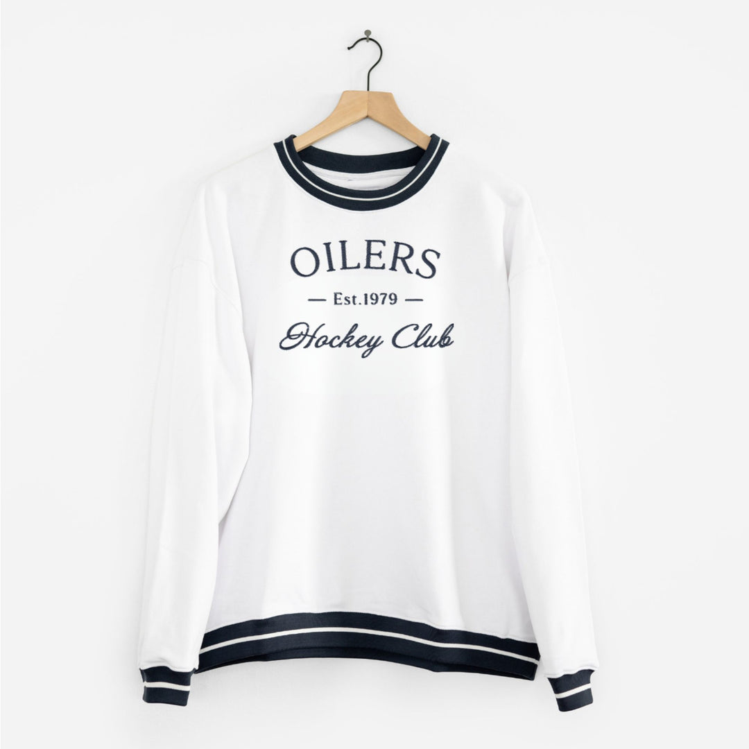 Edmonton Oilers Unisex Line Change Court White Crewneck Sweatshirt