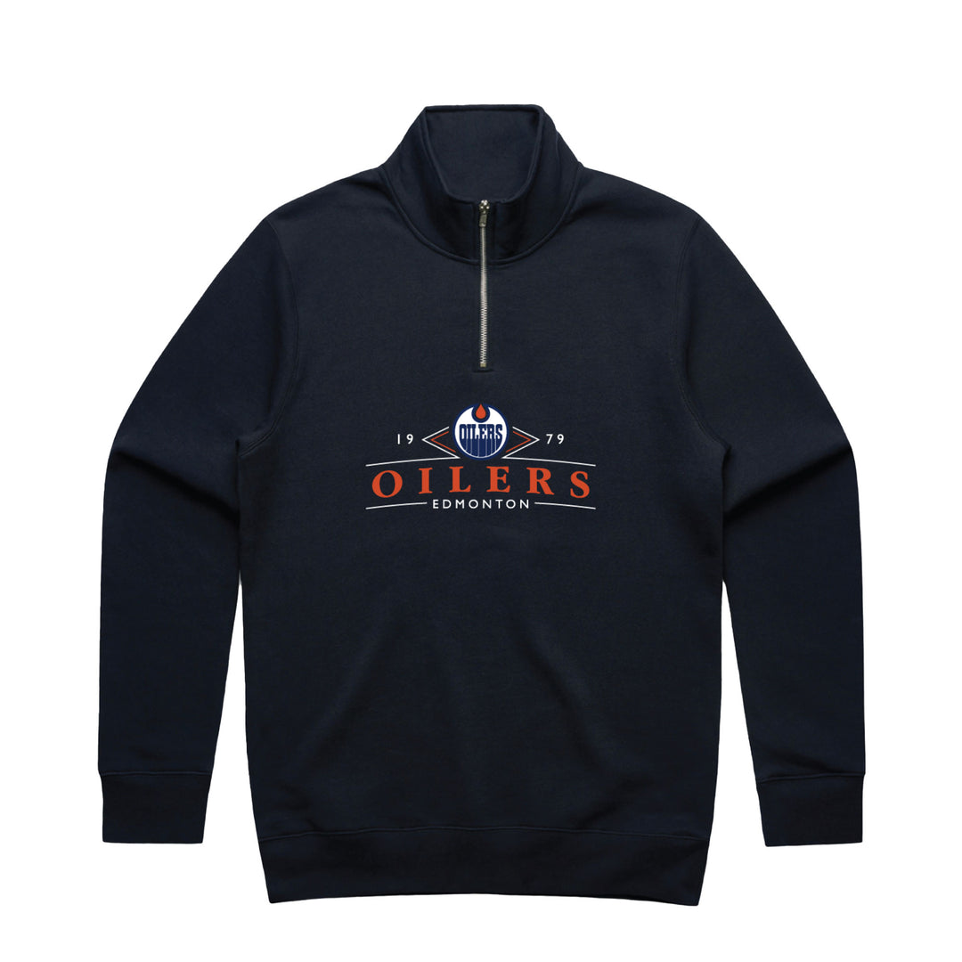 Edmonton Oilers Unisex Peace Collective Vintage Navy Embroidered Half-Zip Sweatshirt