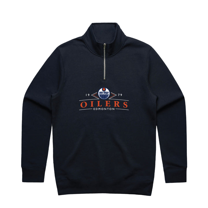 Edmonton Oilers Unisex Peace Collective Vintage Navy Embroidered Half-Zip Sweatshirt