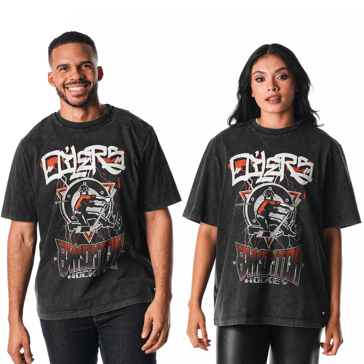 Edmonton Oilers Unisex The Wild Collective Concert Tee Washed Black T-Shirt