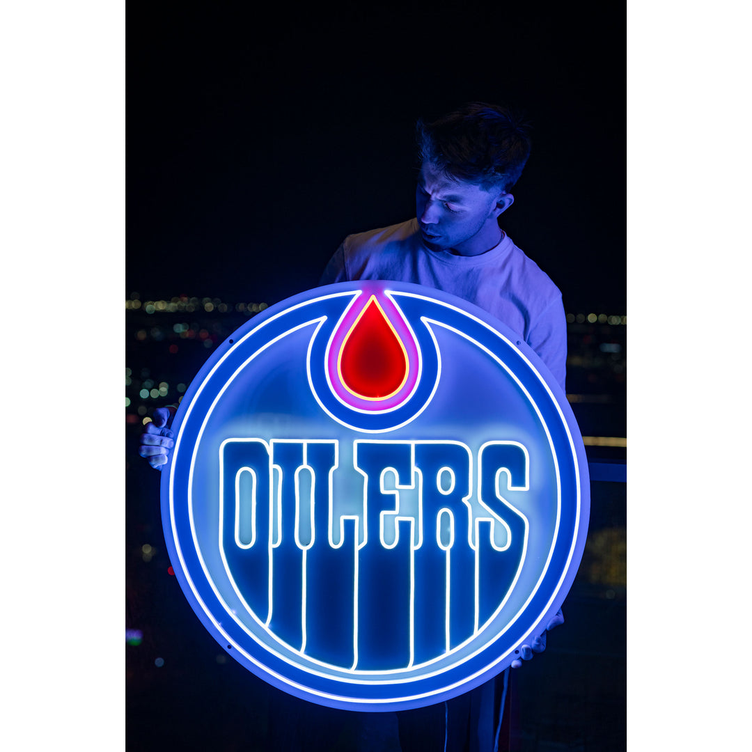 Edmonton Oilers Urban Now Large Logo Neon 32"x 32" Wall Sign