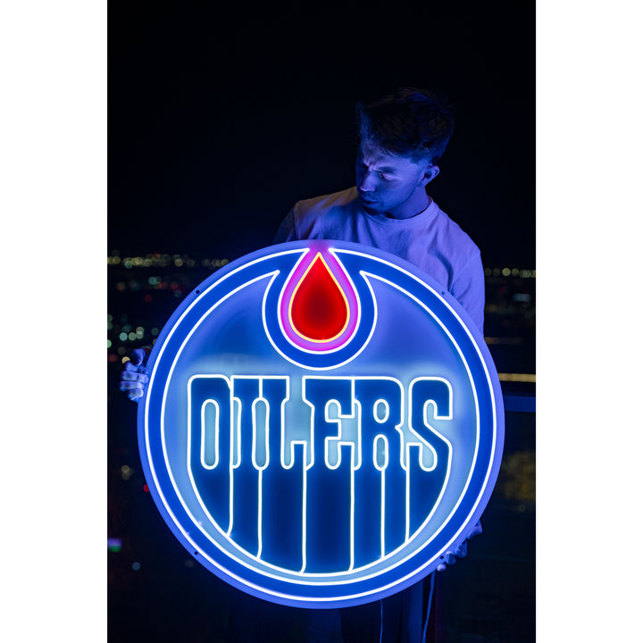 Edmonton Oilers Urban Now Large Logo Neon 32"x 32" Wall Sign