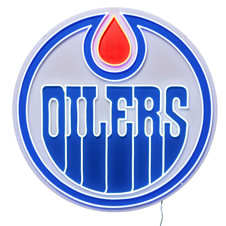 Edmonton Oilers Urban Now Large Logo Neon 32"x 32" Wall Sign
