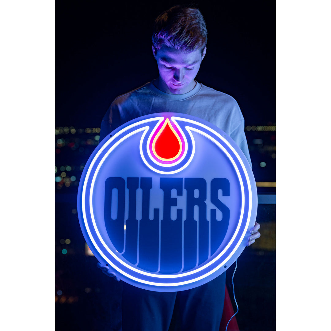 Edmonton Oilers Urban Now Logo Neon 24"x 24" Wall Sign