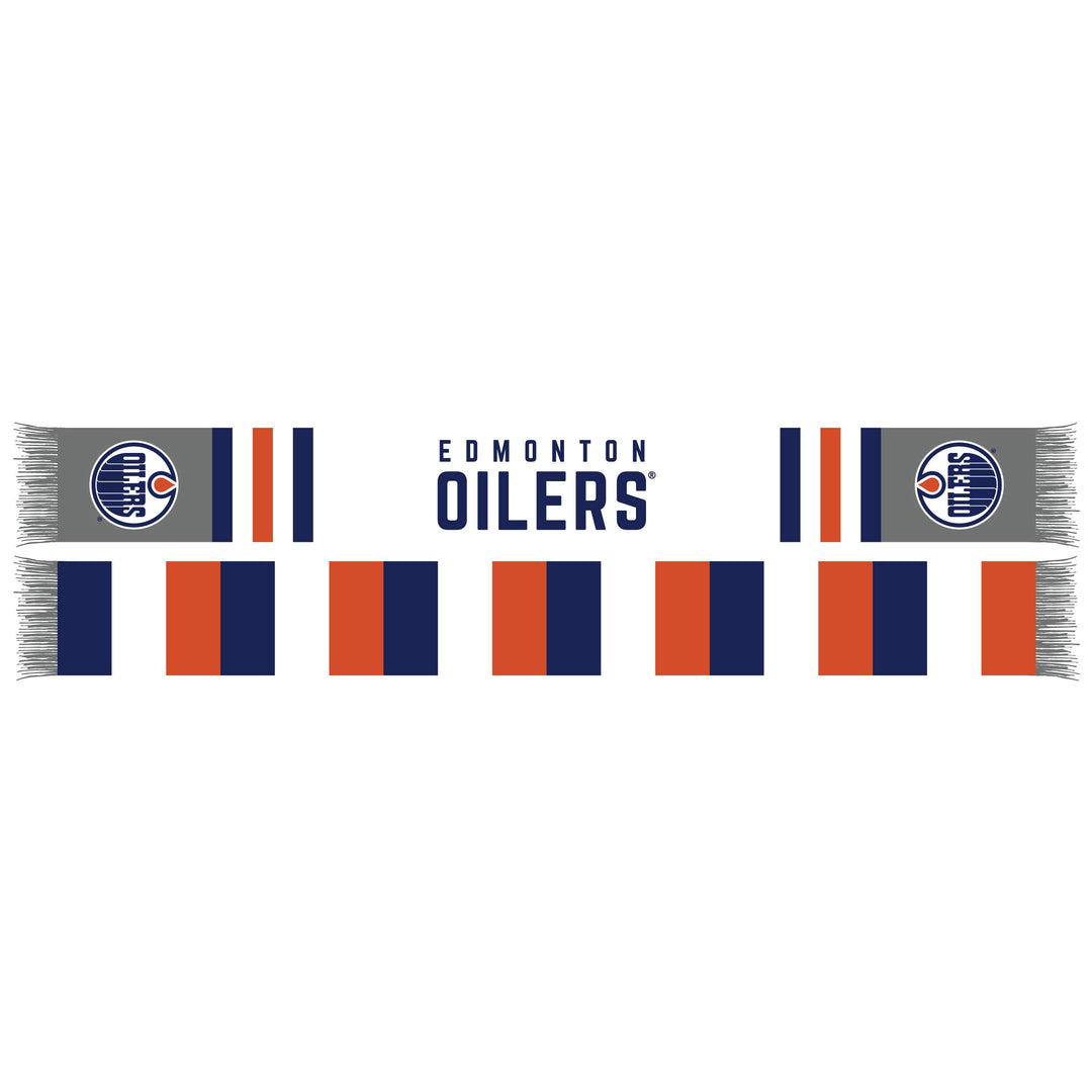 Edmonton Oilers White & Grey Striped Scarf