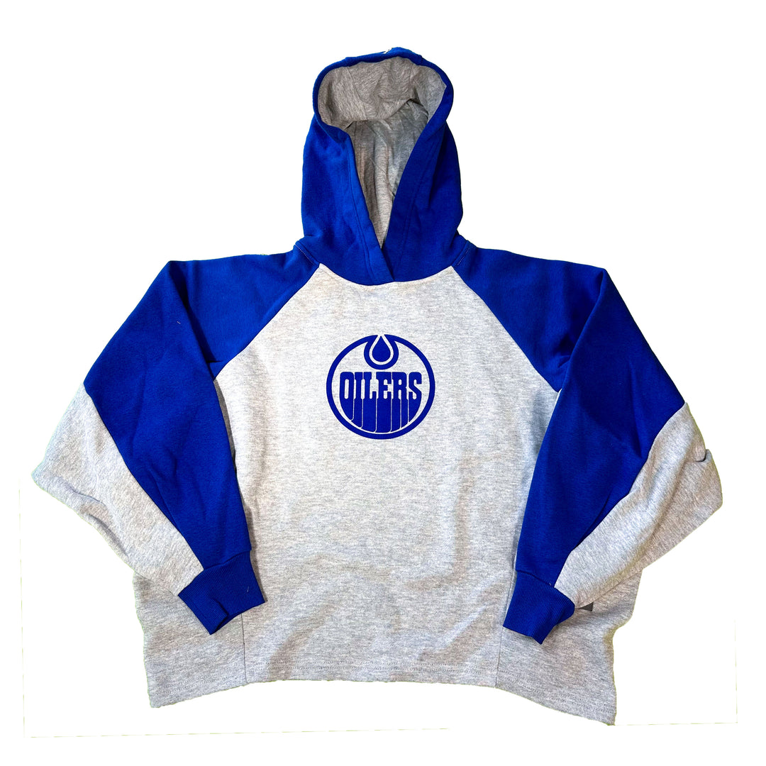 Edmonton Oilers Women's DKNY Oversized Cropped Grey Hoodie
