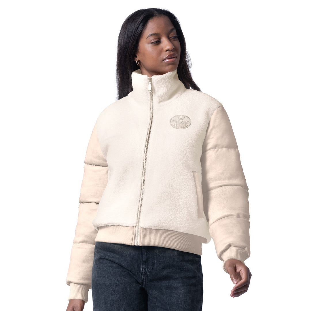 Edmonton Oilers Women's G-III Cream Cheerleader Full-Zip Jacket
