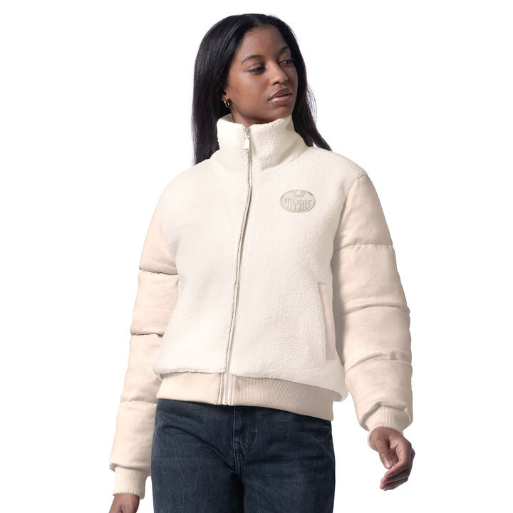 Edmonton Oilers Women's G-III Cream Cheerleader Full-Zip Jacket