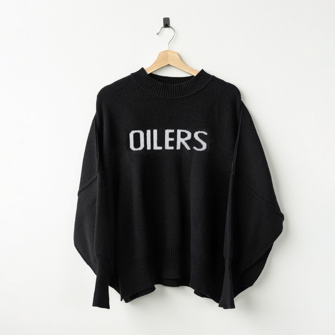 Edmonton Oilers Women's Line Change Team Knit Black Crewneck Sweater
