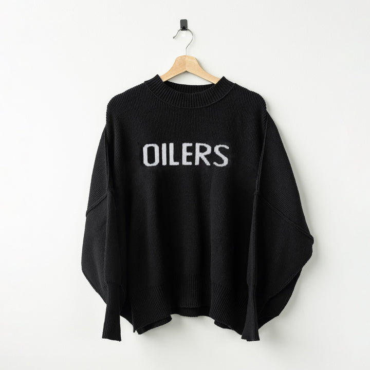 Edmonton Oilers Women's Line Change Team Knit Black Crewneck Sweater