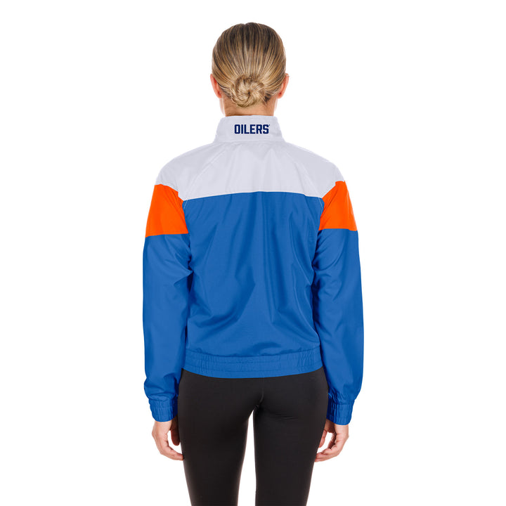 Edmonton Oilers Women's New Era 1961 Throwback Royal & White Full-Zip Windbreaker Jacket