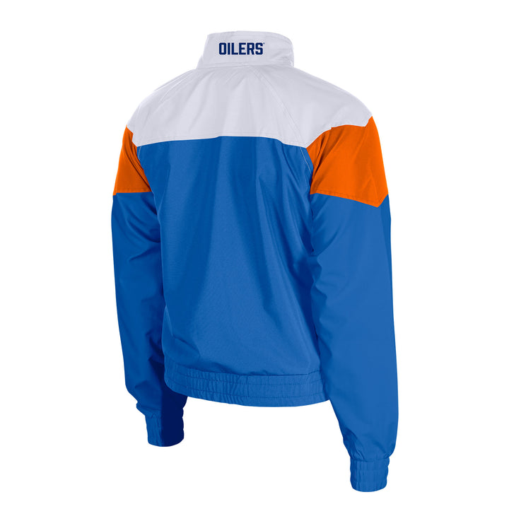 Edmonton Oilers Women's New Era 1961 Throwback Royal & White Full-Zip Windbreaker Jacket