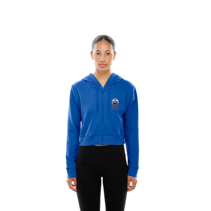 Edmonton Oilers Women's New Era Blue Full-Zip Hoodie