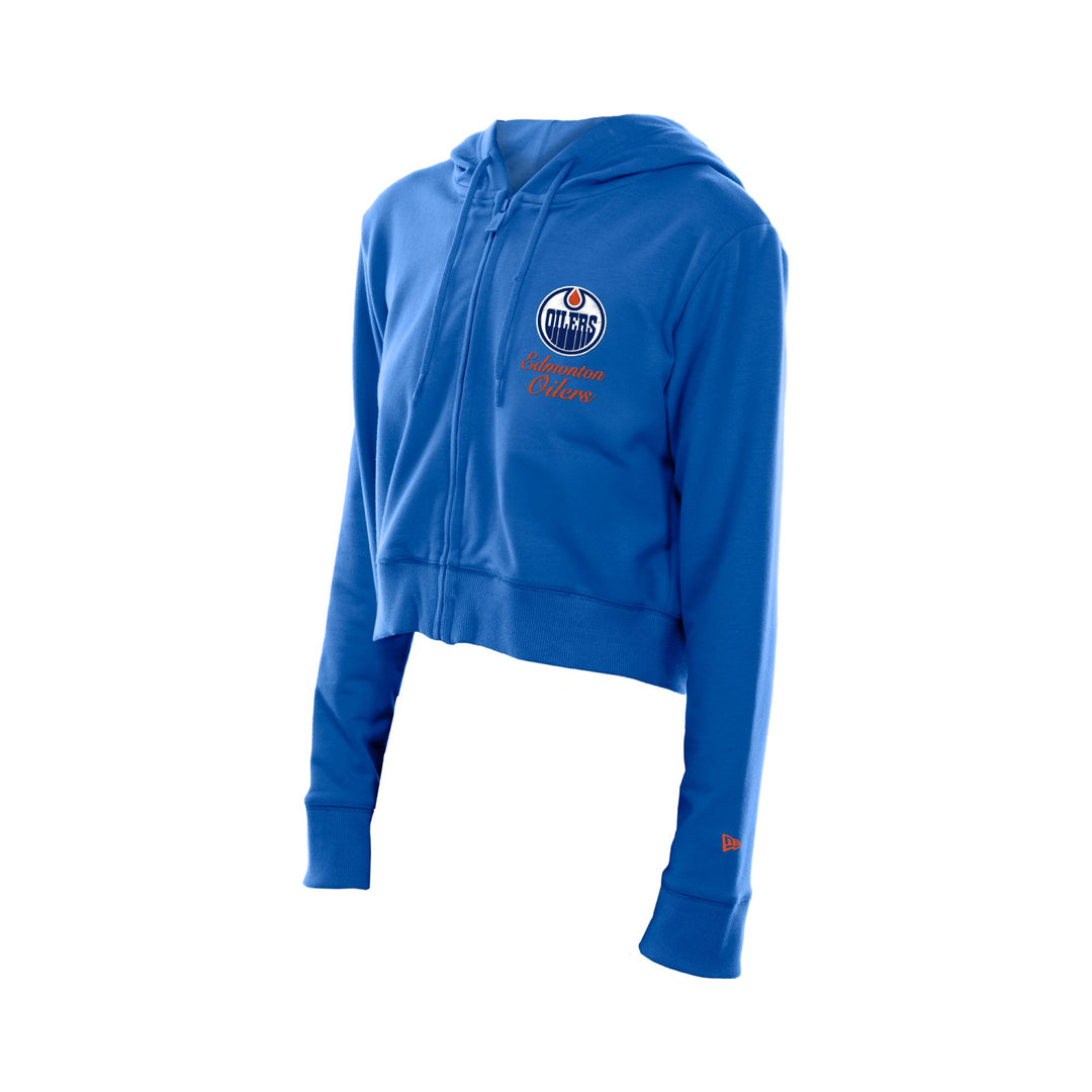 Edmonton Oilers Women's New Era Blue Full-Zip Hoodie