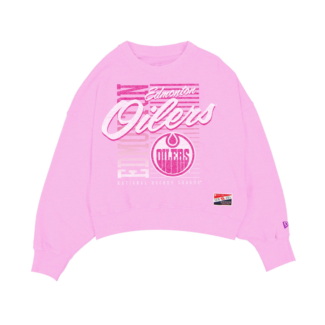 Edmonton Oilers Women's New Era Oversized Boxy Pink Crewneck Sweatshirt
