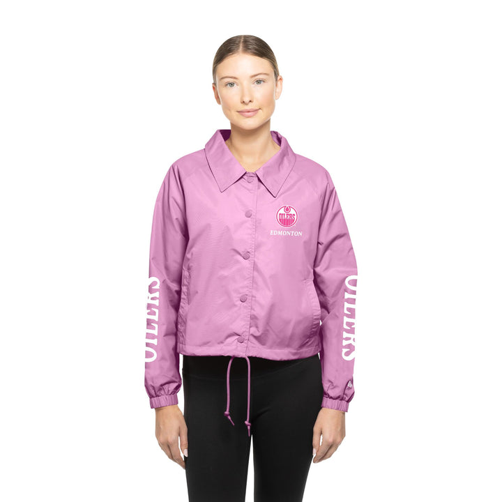 Edmonton Oilers Women's New Era Pink Coach's Jacket