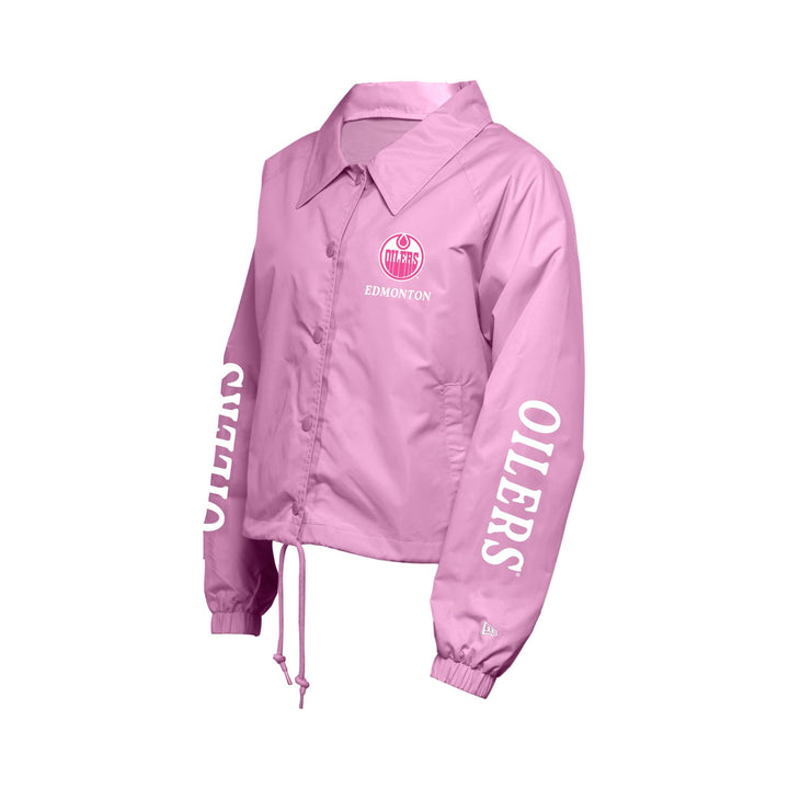 Edmonton Oilers Women's New Era Pink Coach's Jacket