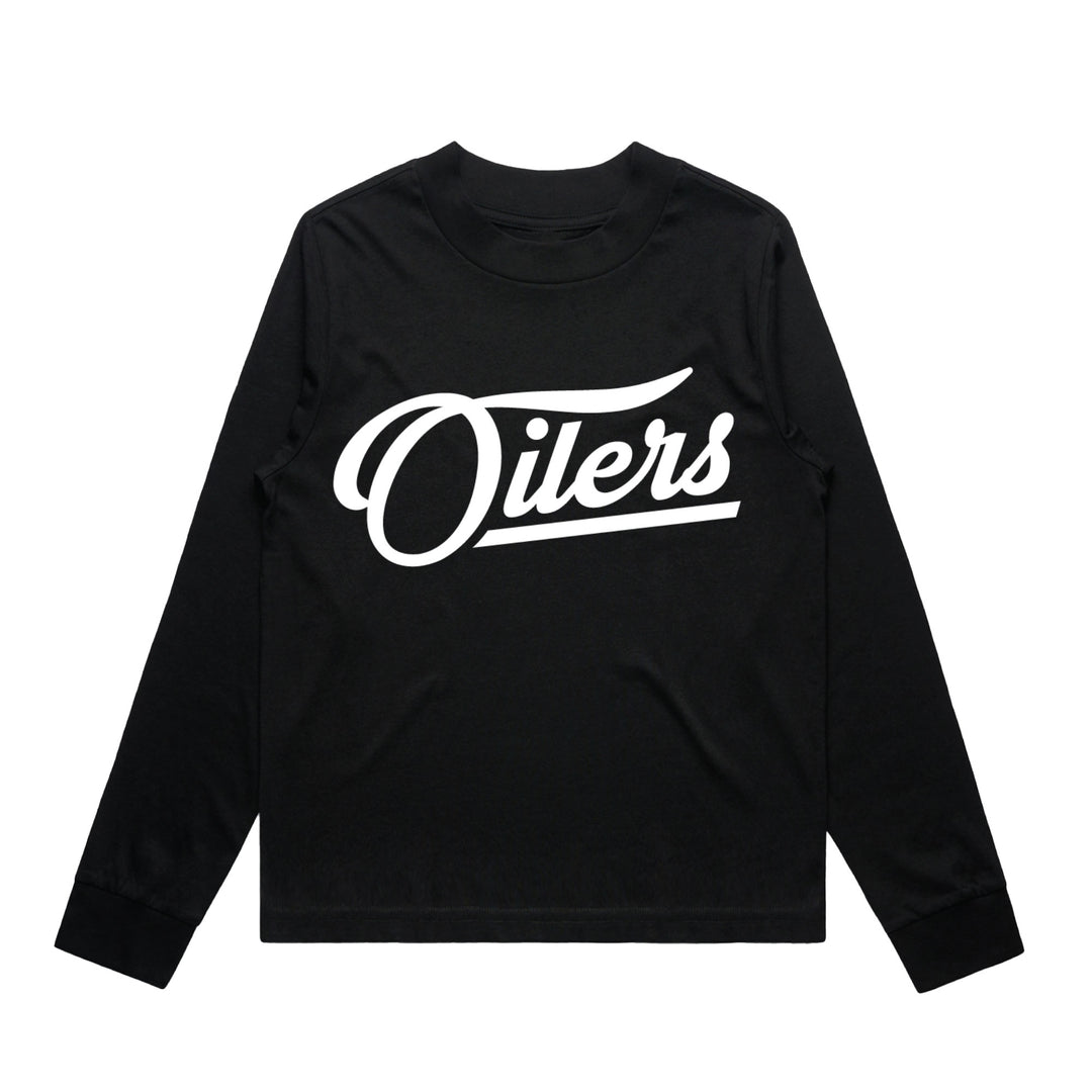 Edmonton Oilers Women's Peace Collective Essentials Cropped Black Long Sleeve Shirt