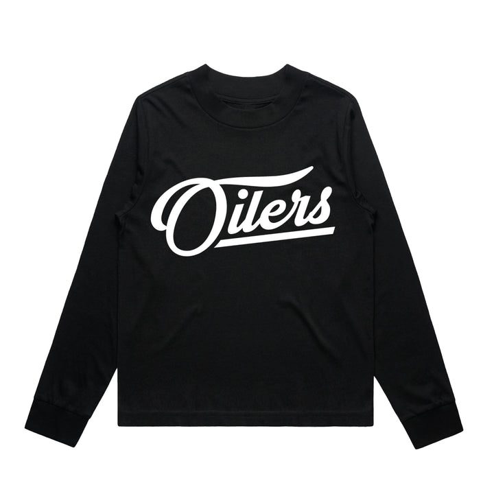 Edmonton Oilers Women's Peace Collective Essentials Cropped Black Long Sleeve Shirt