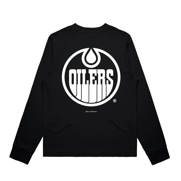 Edmonton Oilers Women's Peace Collective Essentials Cropped Black Long Sleeve Shirt