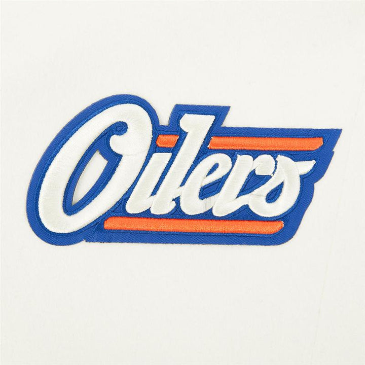 Edmonton Oilers Women's Pro Standard Alternate Logo Cream Wool Varsity Jacket