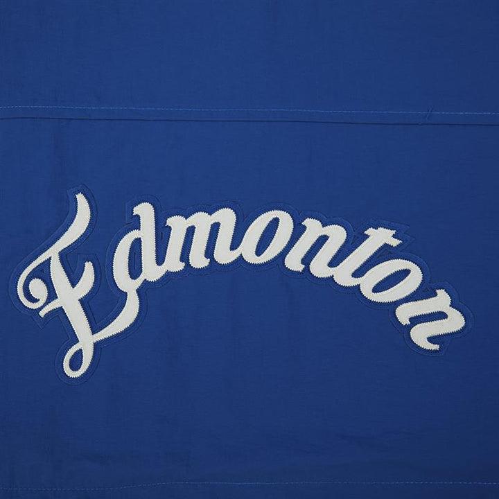 Edmonton Oilers Women's Pro Standard Alternate Logo Royal Boxy Cropped Half-Zip Jacket