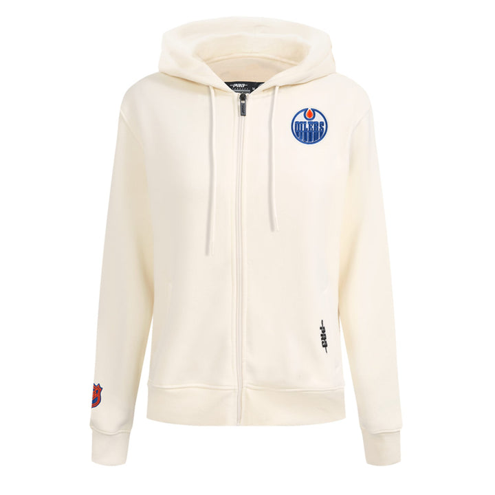Edmonton Oilers Women's Pro Standard Classic Icon Cream Full-Zip Hoodie