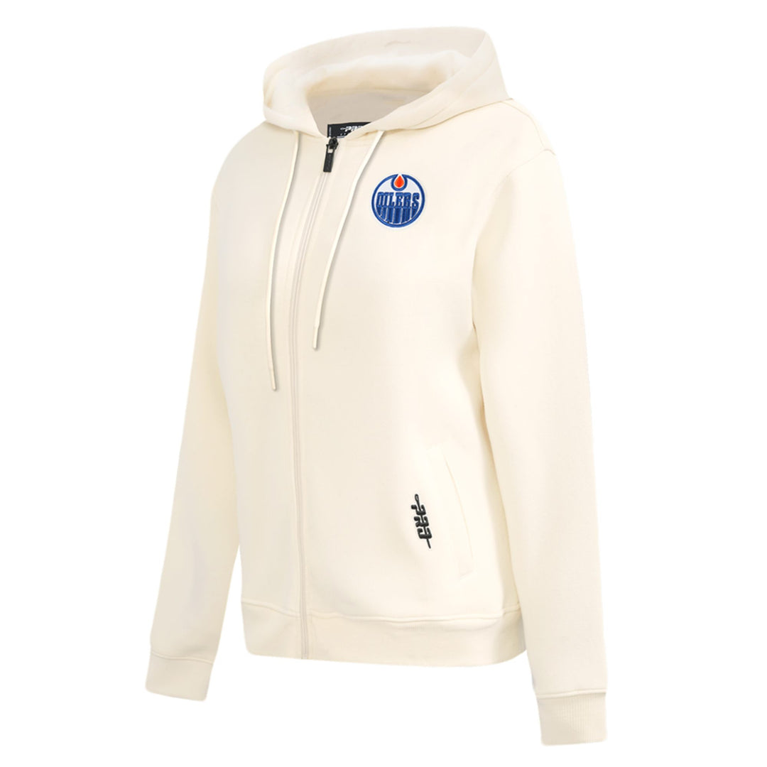 Edmonton Oilers Women's Pro Standard Classic Icon Cream Full-Zip Hoodie