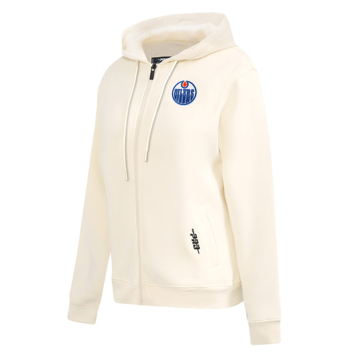 Edmonton Oilers Women's Pro Standard Classic Icon Cream Full-Zip Hoodie