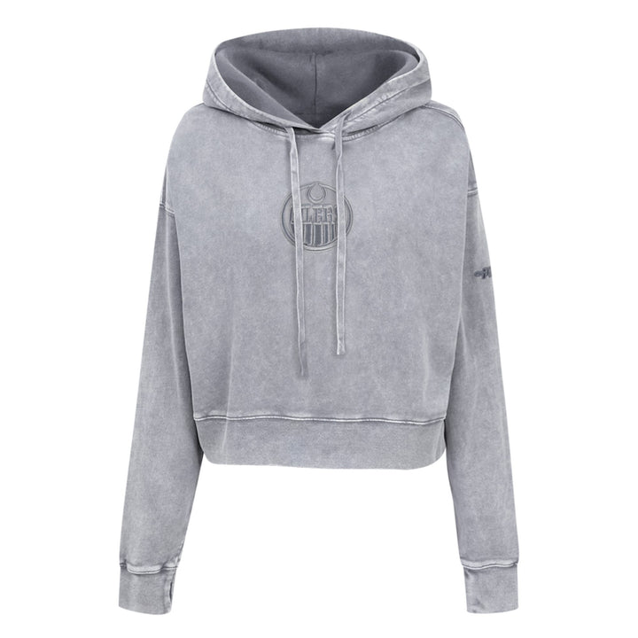 Edmonton Oilers Women's Pro Standard Enzyme Wash Grey Boxy Cropped Hoodie