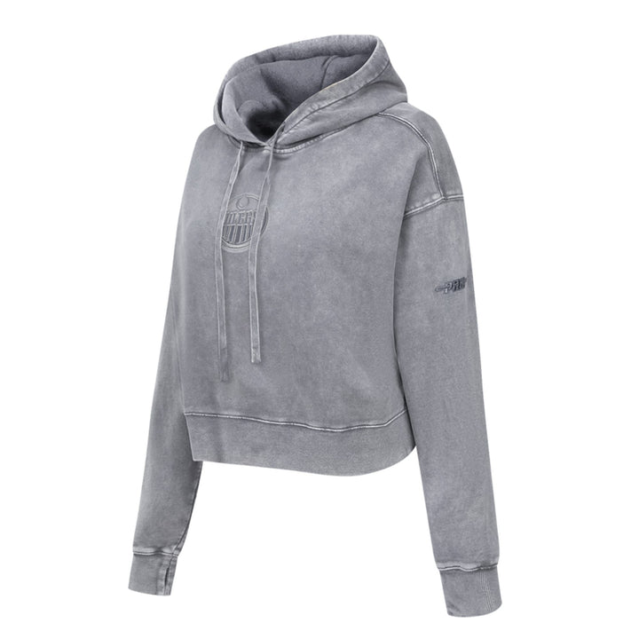 Edmonton Oilers Women's Pro Standard Enzyme Wash Grey Boxy Cropped Hoodie
