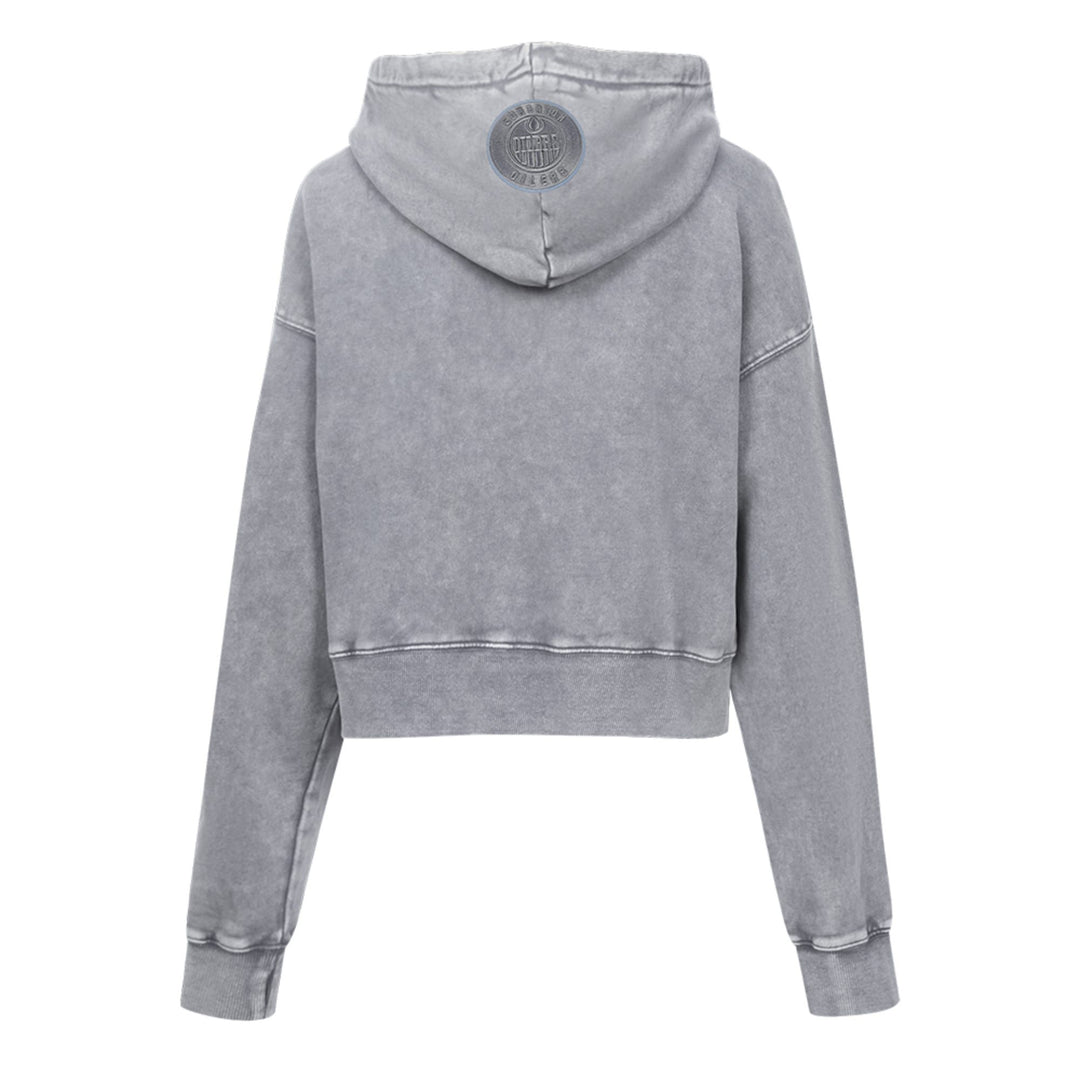 Edmonton Oilers Women's Pro Standard Enzyme Wash Grey Boxy Cropped Hoodie