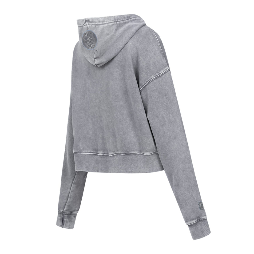 Edmonton Oilers Women's Pro Standard Enzyme Wash Grey Boxy Cropped Hoodie