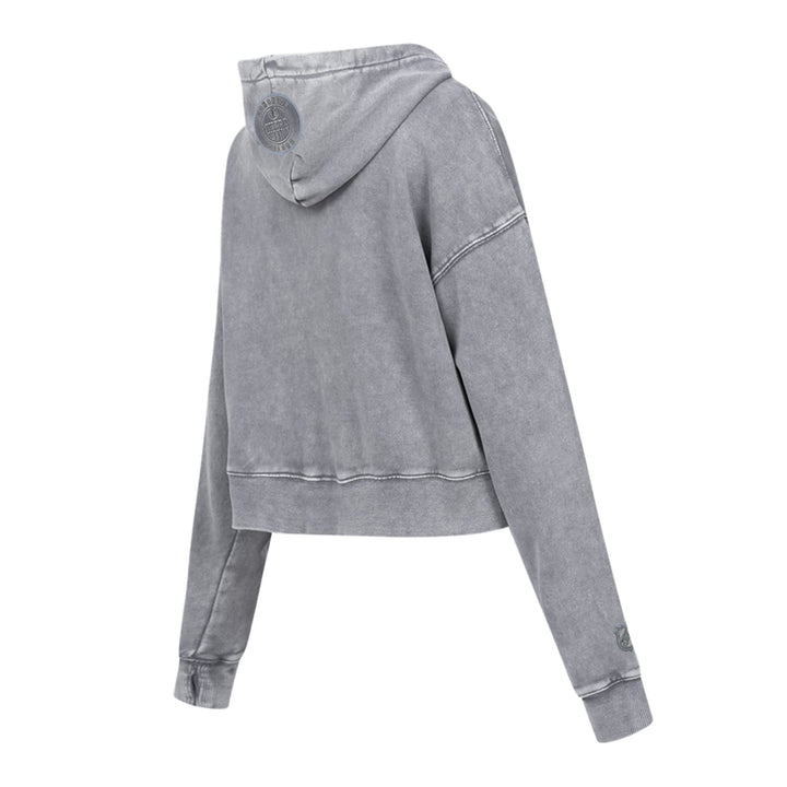 Edmonton Oilers Women's Pro Standard Enzyme Wash Grey Boxy Cropped Hoodie