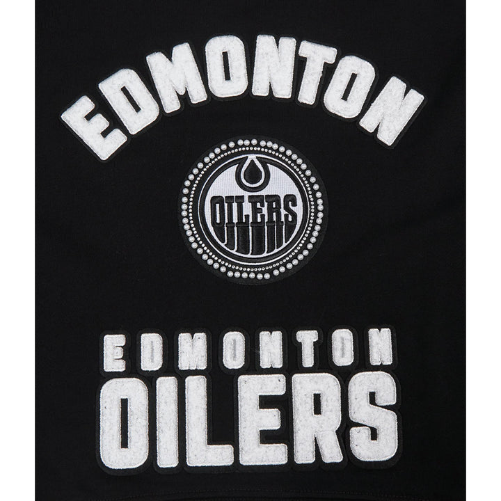Edmonton Oilers Women's Pro Standard Pearls Black Boxy Cropped Crewneck Sweatshirt