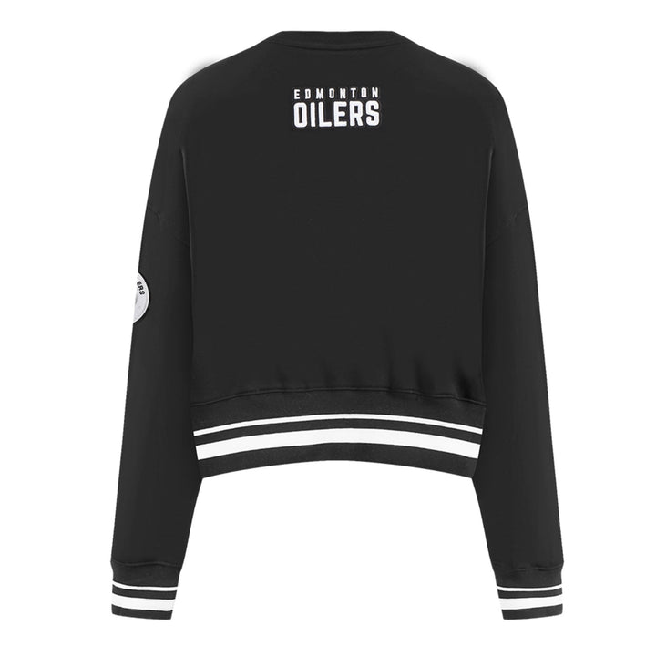 Edmonton Oilers Women's Pro Standard Pearls Black Boxy Cropped Crewneck Sweatshirt