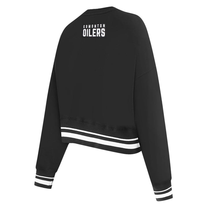 Edmonton Oilers Women's Pro Standard Pearls Black Boxy Cropped Crewneck Sweatshirt