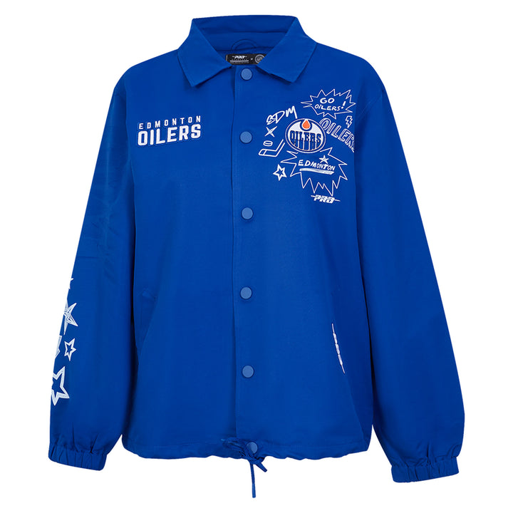 Edmonton Oilers Women's Pro Standard Sketchbook Blue Coach's Jacket