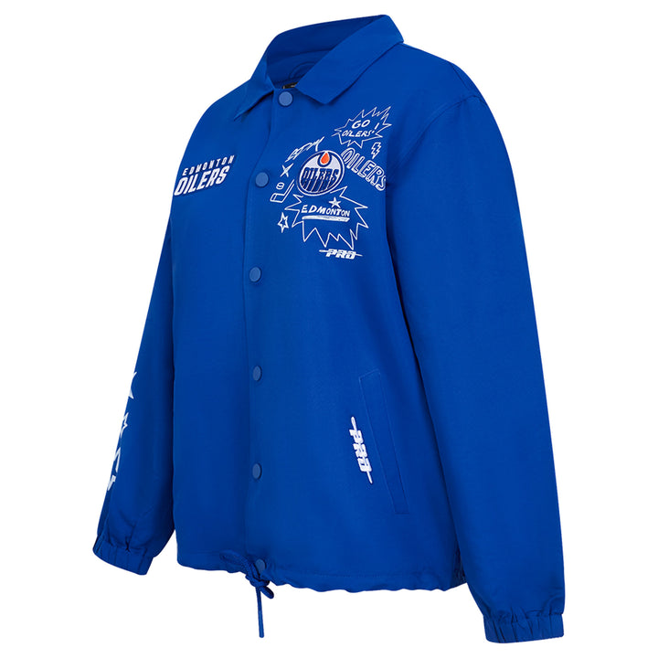 Edmonton Oilers Women's Pro Standard Sketchbook Blue Coach's Jacket