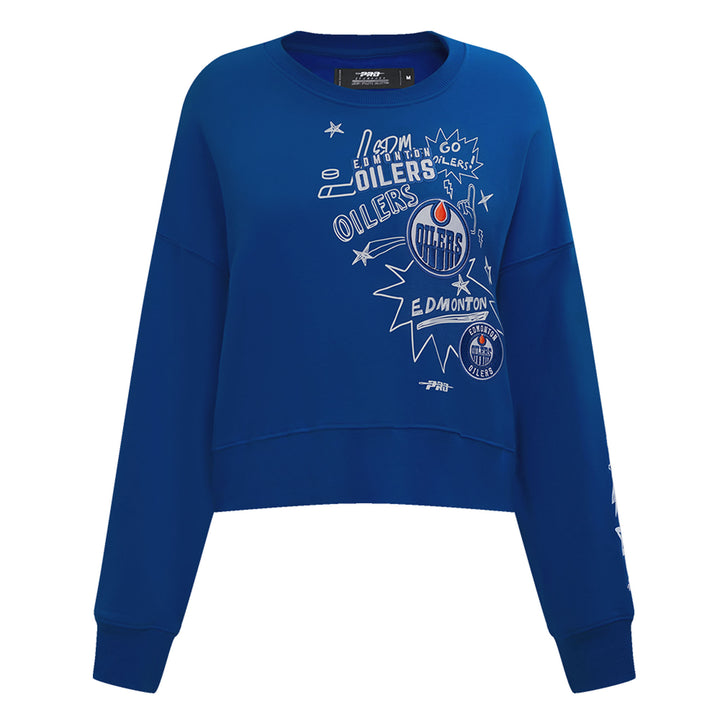 Edmonton Oilers Women's Pro Standard Sketchbook Blue Crewneck Sweatshirt