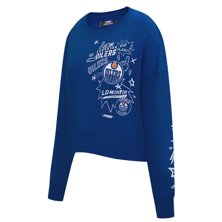 Edmonton Oilers Women's Pro Standard Sketchbook Blue Crewneck Sweatshirt
