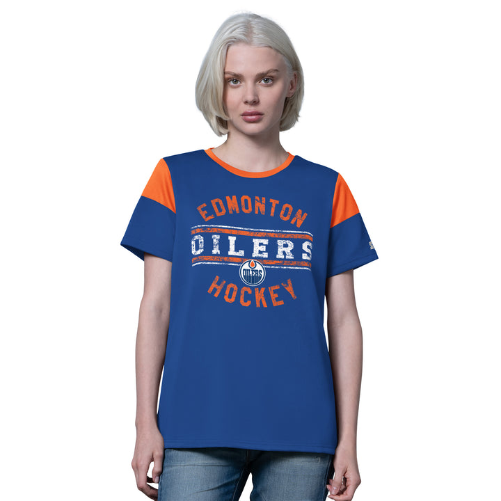 Edmonton Oilers Women's Starter Royal Blue Game Score T-Shirt