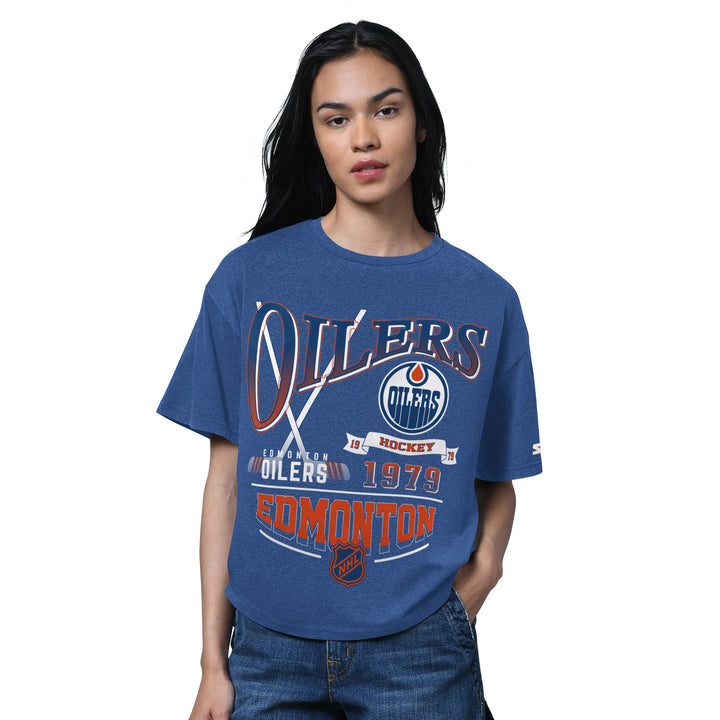 Edmonton Oilers Women's Starter Royal Blue Hall Of Fame T-Shirt