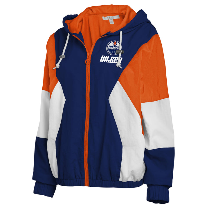 Edmonton Oilers Women's WEAR by Erin Andrews Color Block Windbreaker Jacket