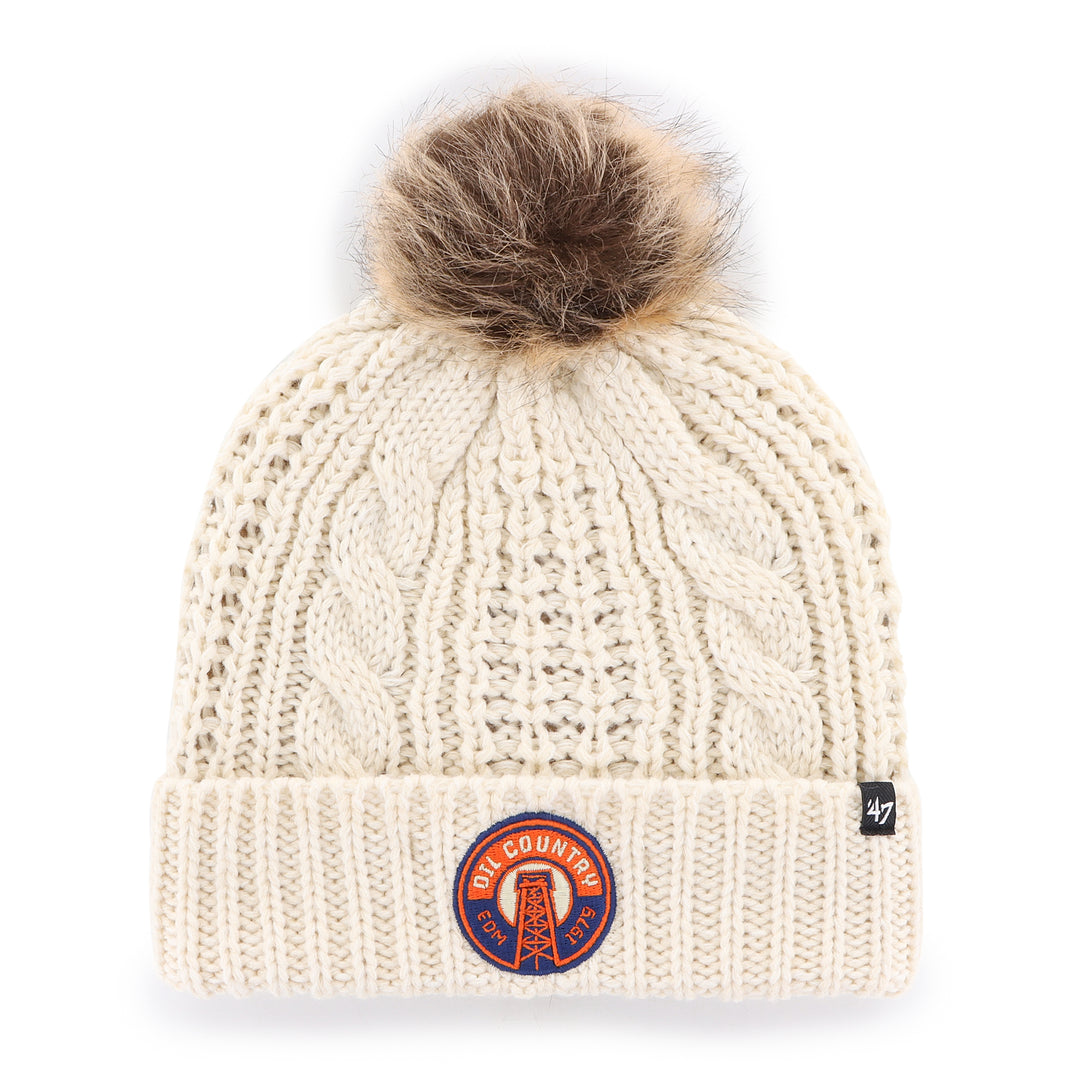 Edmonton Oilers Women's '47 Cream Alternate Logo Cuffed Knit Toque w/Pom