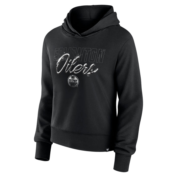 Edmonton Oilers Women's Fanatics Black Iced Out Boxy Cropped Hoodie