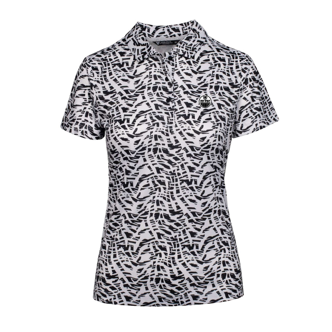 Edmonton Oilers Women's Levelwear Flare Black & White Polo