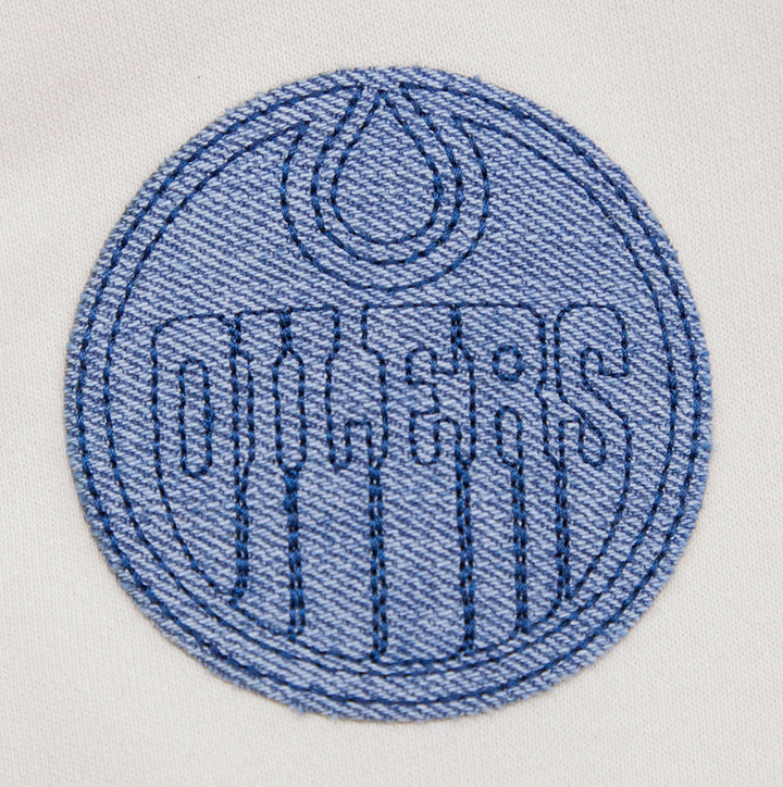 Edmonton Oilers Women's Pro Standard Varsity Blues Cream Boxy Cropped Crewneck Sweatshirt