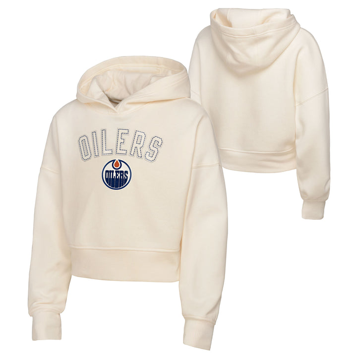 Edmonton Oilers Youth Blitz Oversized Cream Hoodie